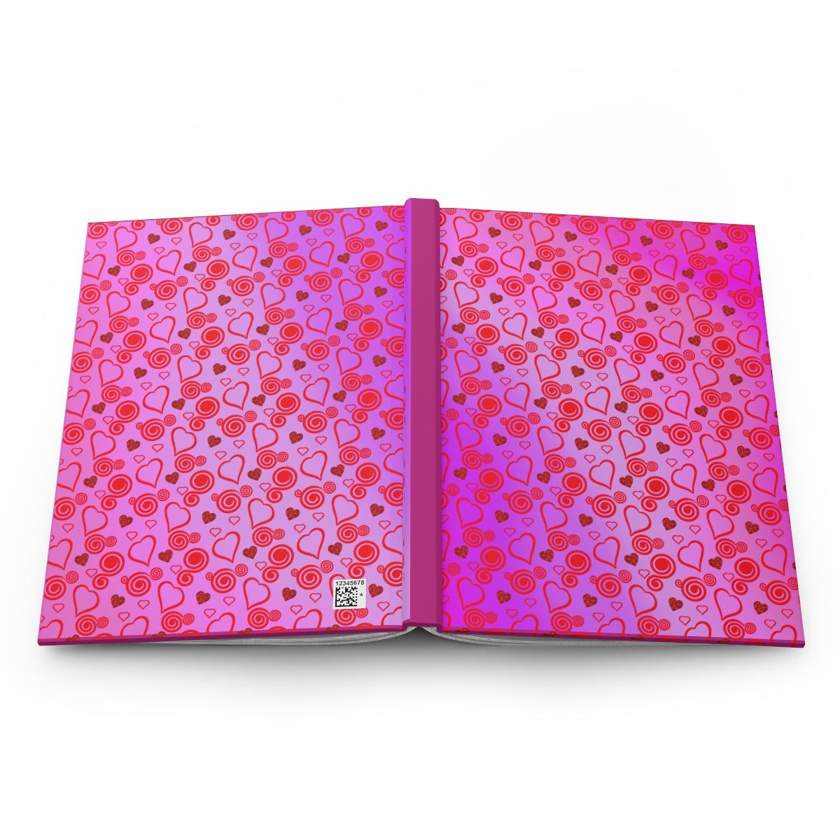 Journal, Hearts and Swirls on Gradient Pink Background, College Ruled Notebook, Writing Journal, Bullet Journal, Diary, Sketchbook - Printspirationz