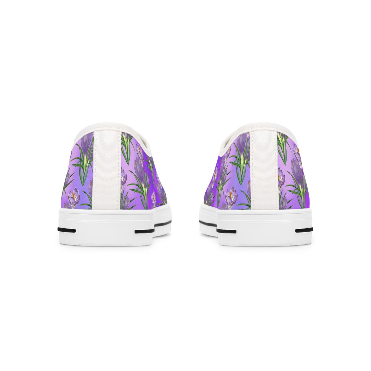 Womens Low Top Sneakers with Lavender Floral Pattern, Casual Lace Up Canvas Shoes for Spring and Summer Outfits - Printspirationz