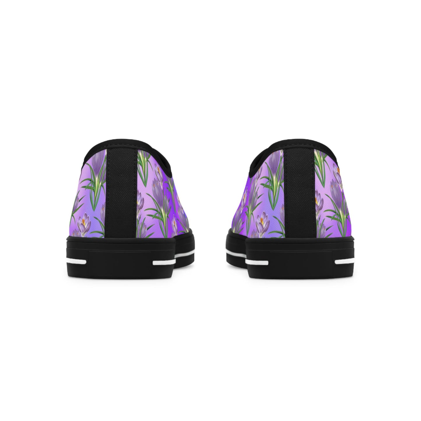 Womens Low Top Sneakers with Lavender Floral Pattern, Casual Lace Up Canvas Shoes for Spring and Summer Outfits - Printspirationz
