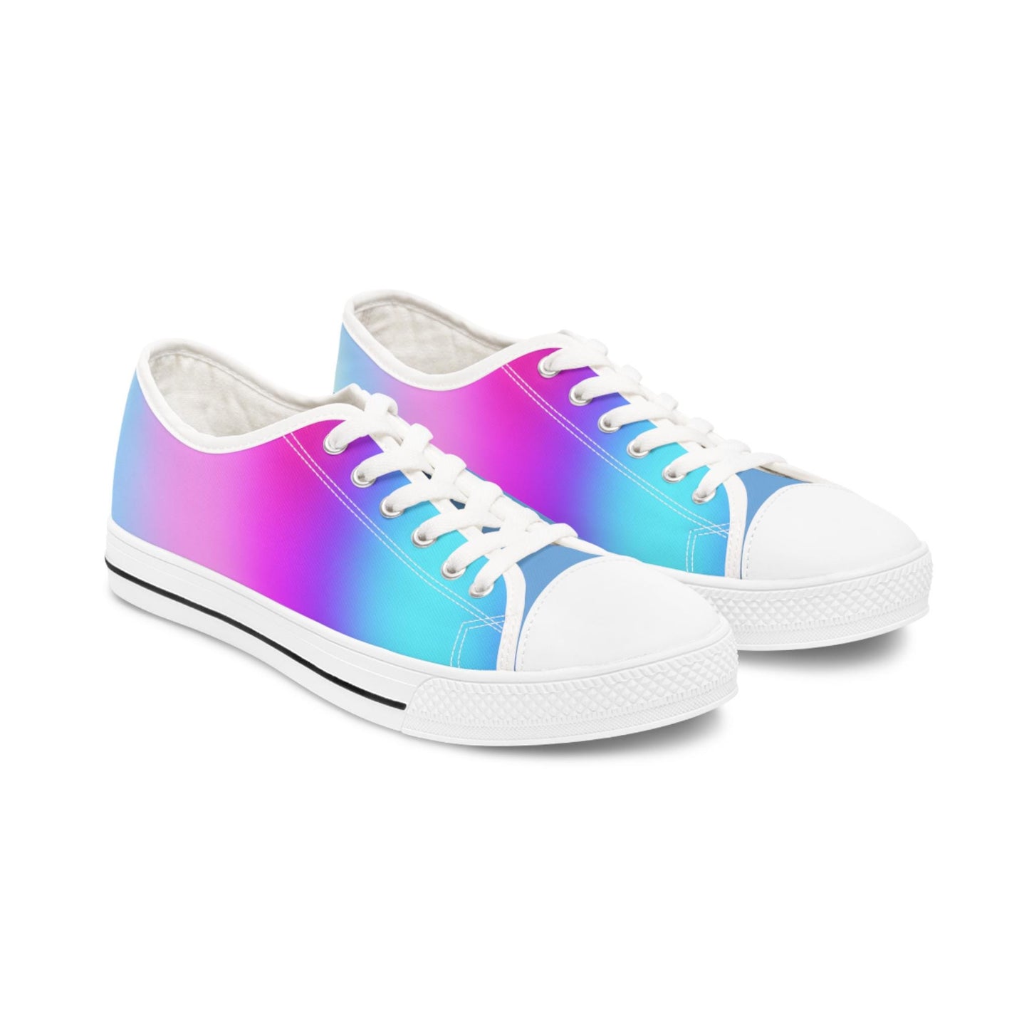 Womens Low Top Sneakers with Pink Purple and Blue Gradient Design, Casual Lace Up Canvas Shoes for Everyday Outfits - Printspirationz