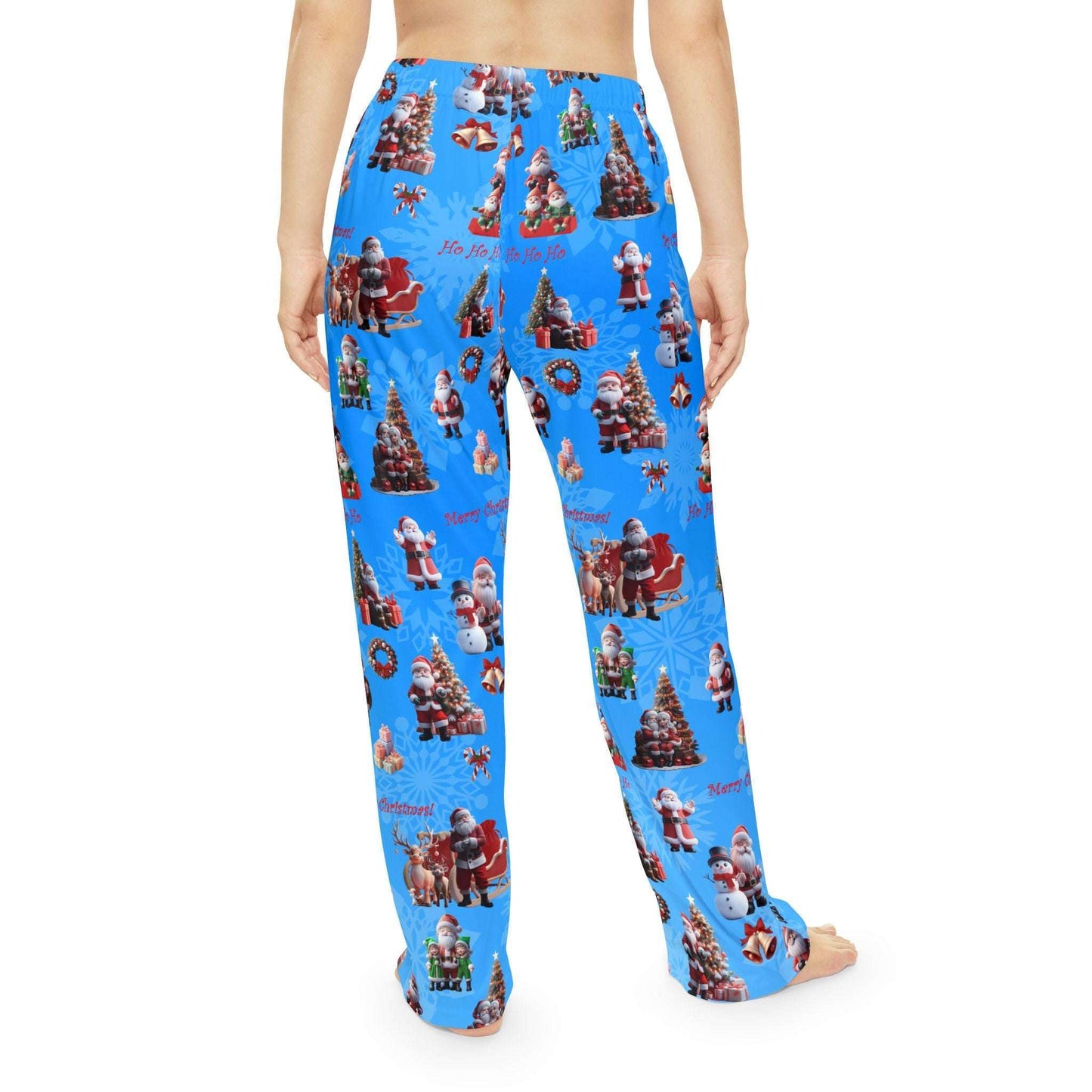 Blue Santa Claus Women's Pajama Pants, Christmas Lounge Sleepwear, Holiday PJ Bottoms, Festive Xmas Nightwear, Cozy Winter Lounge Trousers