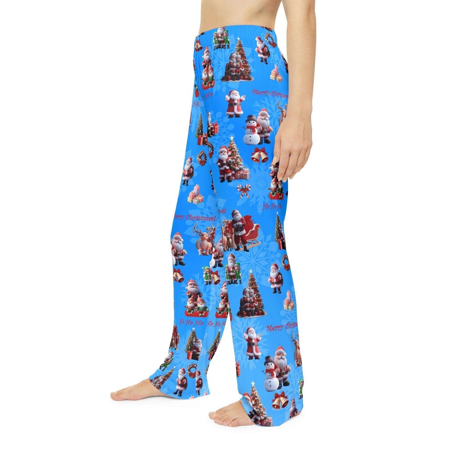Blue Santa Claus Women's Pajama Pants, Christmas Lounge Sleepwear, Holiday PJ Bottoms, Festive Xmas Nightwear, Cozy Winter Lounge Trousers