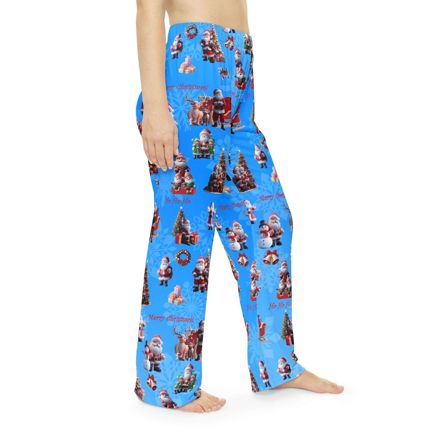 Blue Santa Claus Women's Pajama Pants, Christmas Lounge Sleepwear, Holiday PJ Bottoms, Festive Xmas Nightwear, Cozy Winter Lounge Trousers