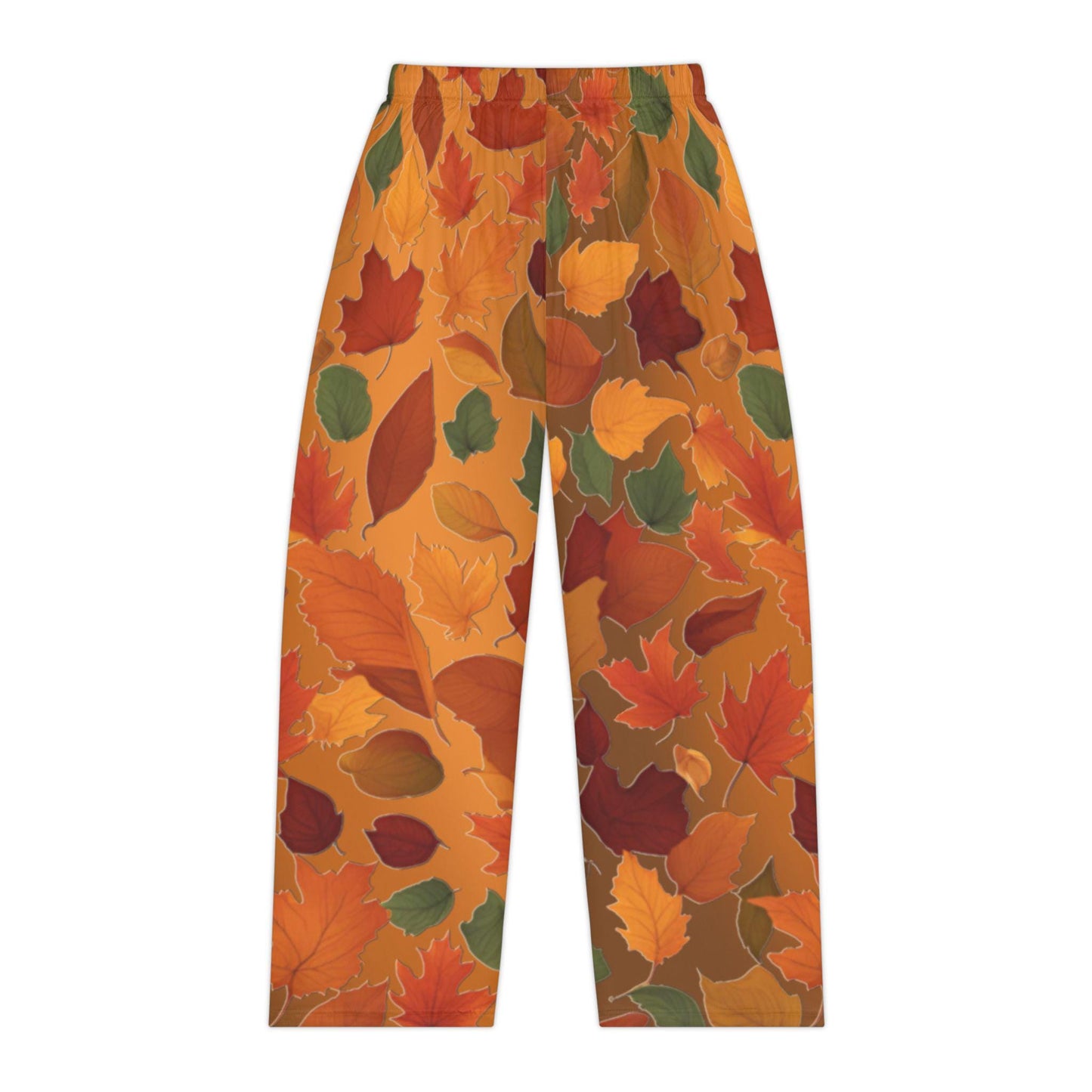 Fall Leaves Women's Pajama Pants - Autumn Brown Gradient Lounge Pants, Comfy Sleepwear, Gift for Her, Relaxing Nightwear, Nature Inspired - Printspirationz