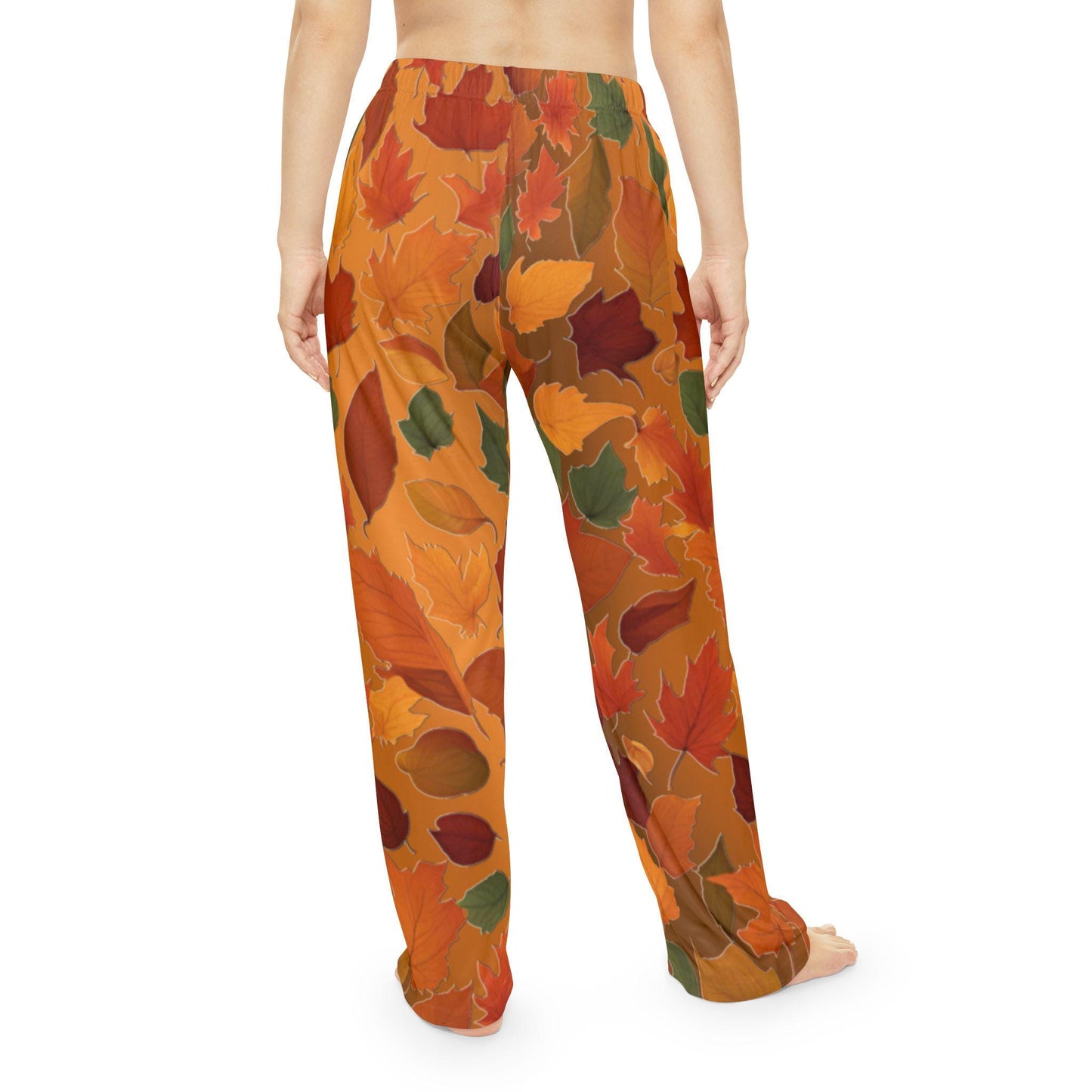 Fall Leaves Women's Pajama Pants - Autumn Brown Gradient Lounge Pants, Comfy Sleepwear, Gift for Her, Relaxing Nightwear, Nature Inspired - Printspirationz