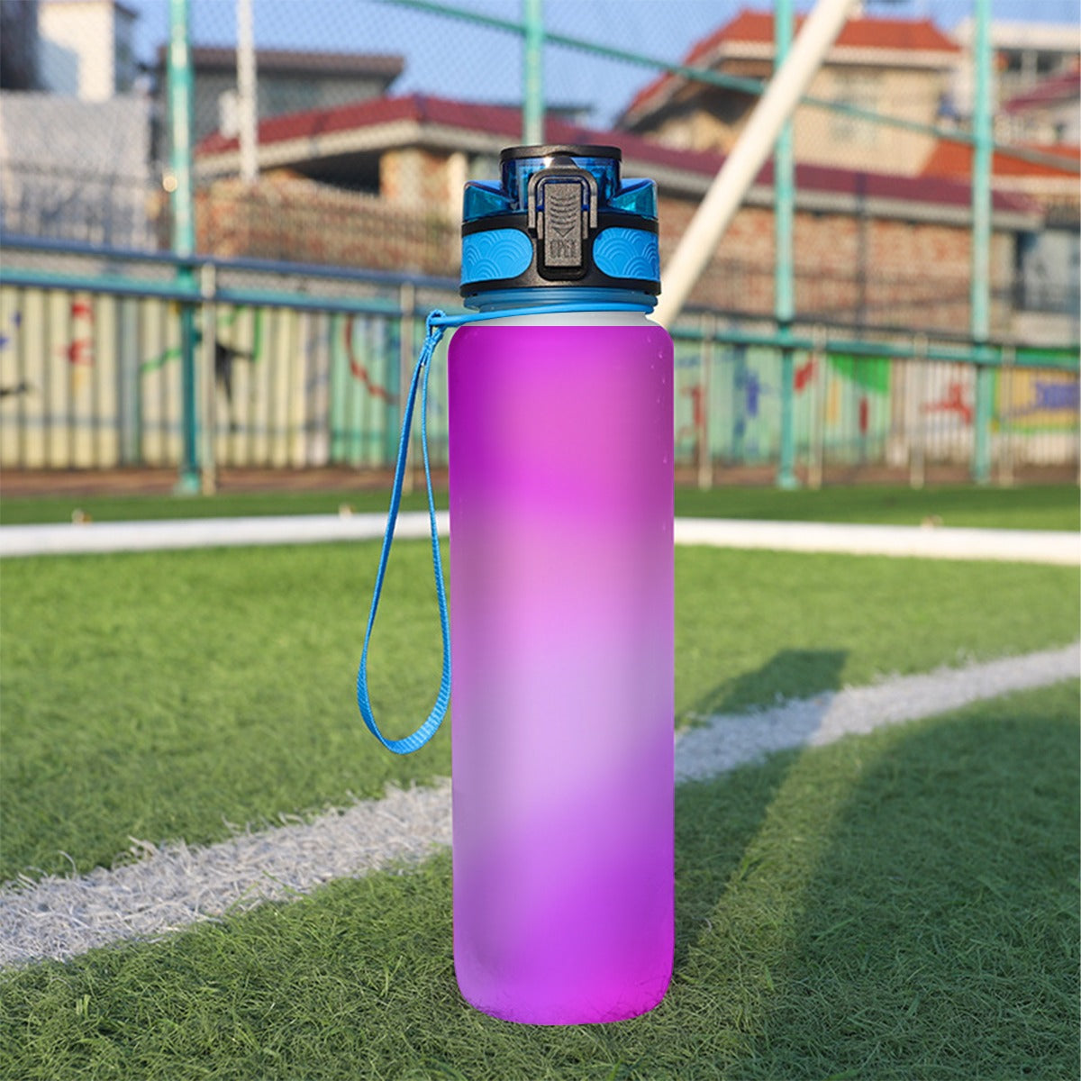 Pink Gradient 32oz BPA-Free Plastic Water Bottle with Filter & Carry Strap - Printspirationz