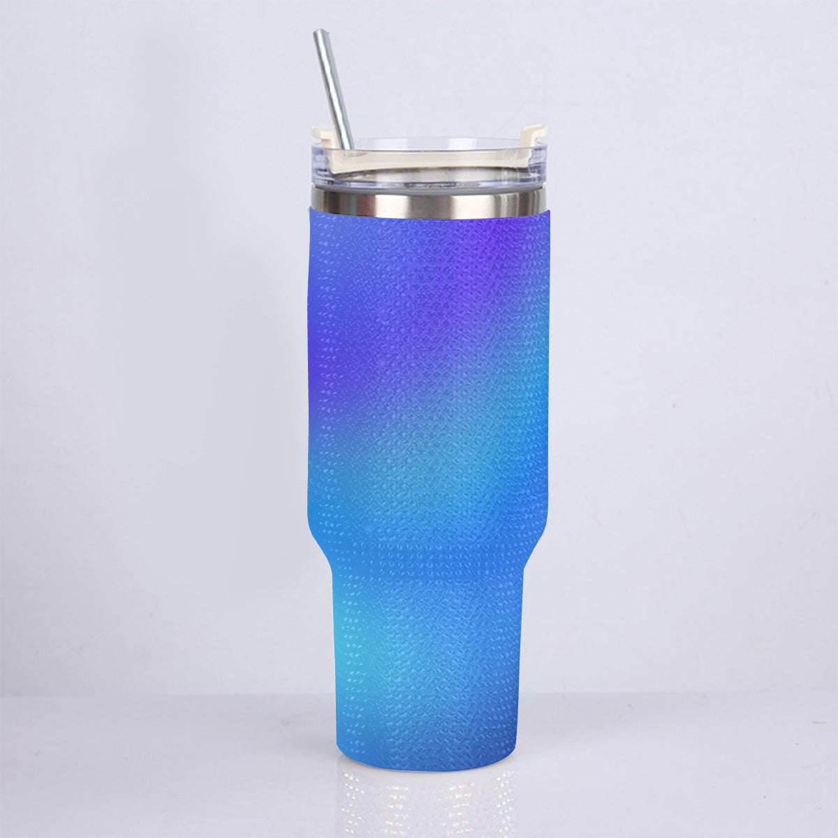40oz Vibrant Blue Gradient Diamond Tumbler with Stainless Steel Straw – Gradient Luxe Hydration Cup