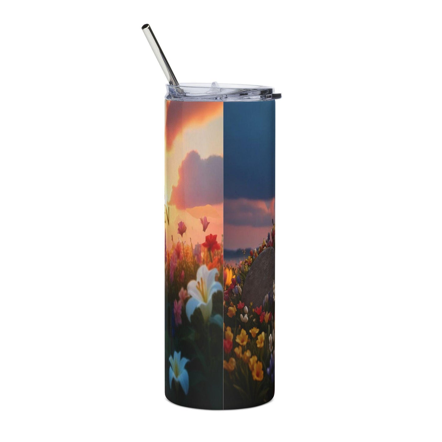 Inspirational Floral Tumbler, 20oz | Faith & Hope Drinkware, Easter Gift, Christians, Flower Design, Religious Coffee Cup, Travel Mug - Printspirationz