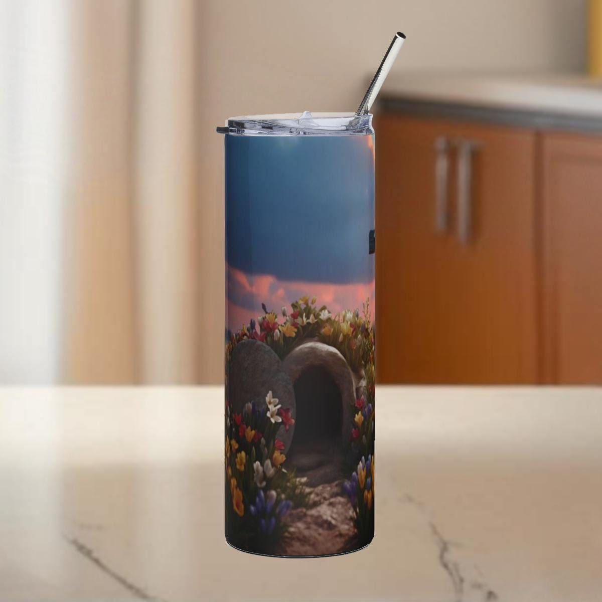 Inspirational Floral Tumbler, 20oz | Faith & Hope Drinkware, Easter Gift, Christians, Flower Design, Religious Coffee Cup, Travel Mug - Printspirationz