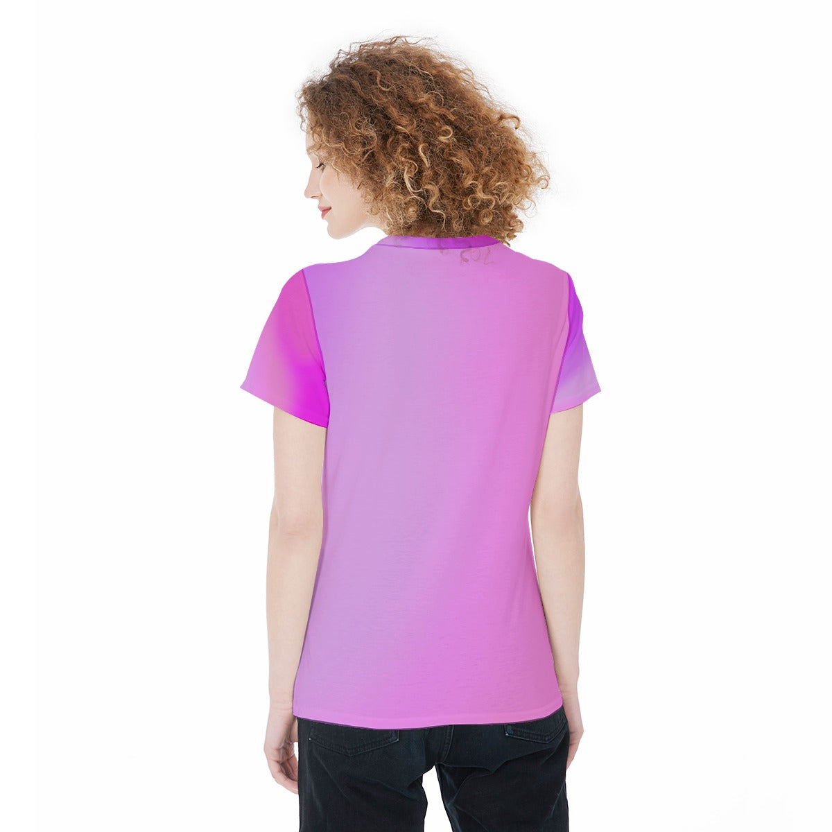 Women’s Scripture Jersey Tee – Caterpillar to Butterfly Design with 2 Corinthians 5:17 Bible Verse - Gradient Pink - Printspirationz