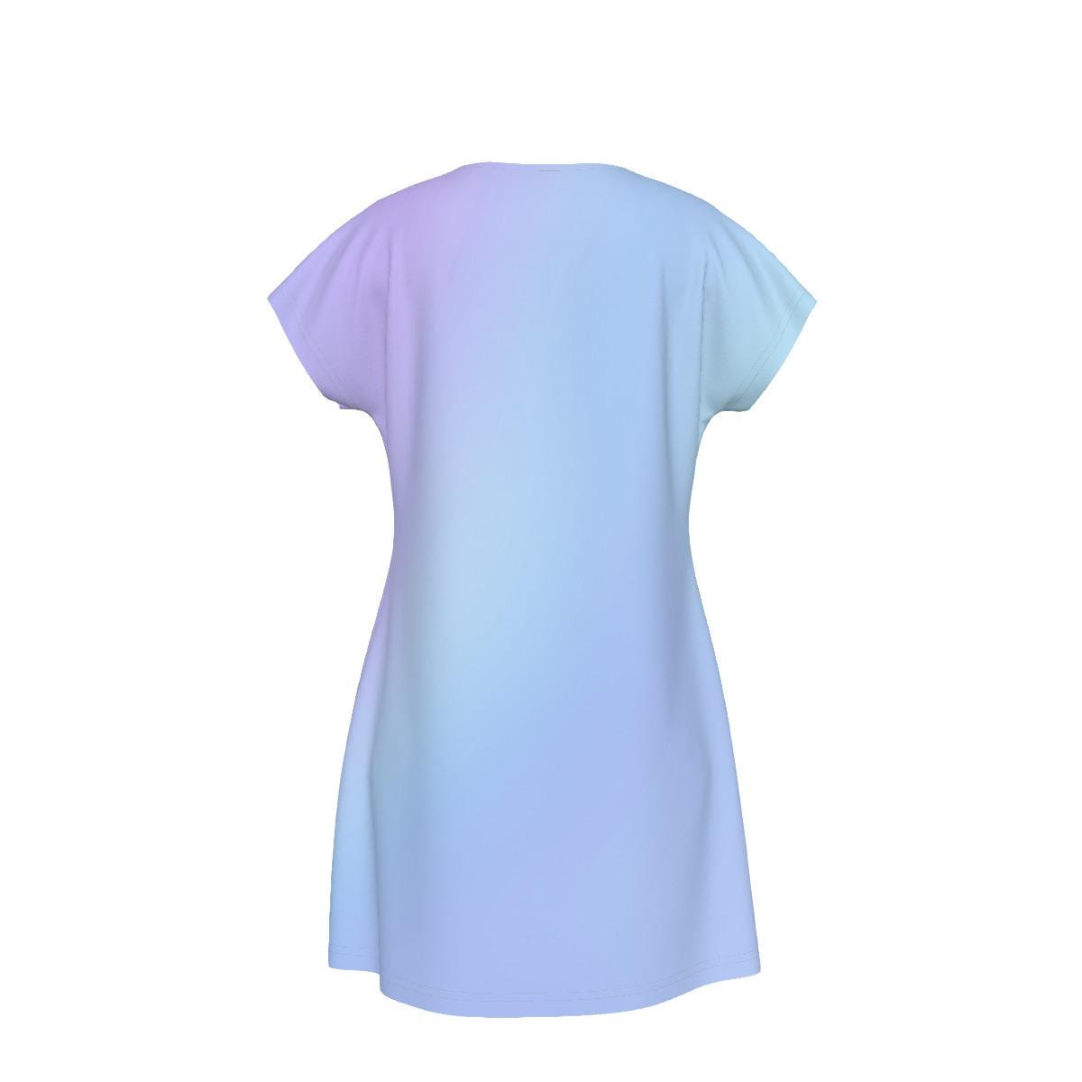 Faith Hope Love Oversized T-Shirt | Light Blue Gradient Tee with Inspirational Bible Verse, Women's Short Sleeve Night Dress - Printspirationz