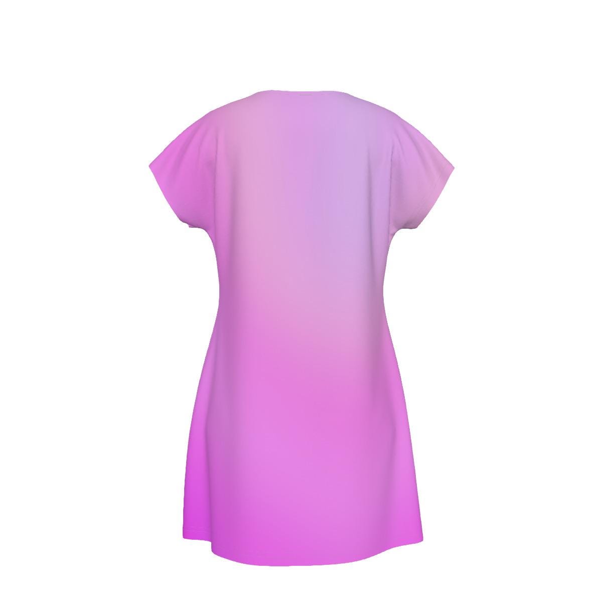 Faith Hope Love Oversized T-Shirt | Pink Gradient Tee with Inspirational Bible Verse, Women's Short Sleeve Nightshirt, Sleep Dress - Printspirationz
