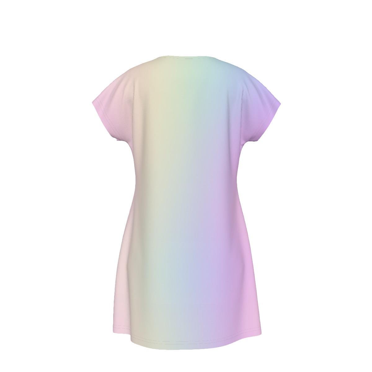 Versatile Women's Oversized Short Sleeve T-shirt Dress with Bible Verse Floral Scripture Proverbs 31:30 Design - Comfortable For Casual, Lounging, or Sleeping - Pastel Rainbow - Printspirationz
