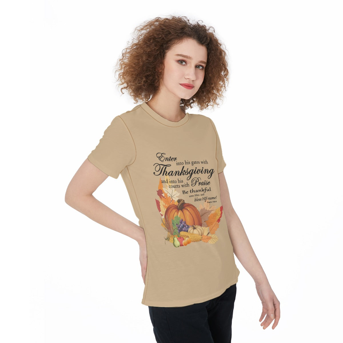 Thanksgiving Sports T-shirt For Women, Bible Verse Fall Harvest Graphic, Athletic Top, Workout Shirt, Active Wear, Sports Apparel, Fitness Casual. - Printspirationz