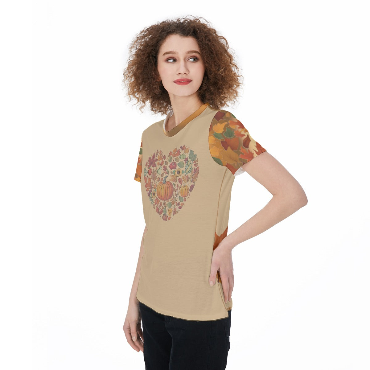 Women's Sports Jersey - Fall Harvest Heart Graphic, Athletic Top, Workout Shirt, Active Wear, Sports Apparel, Fitness - Printspirationz