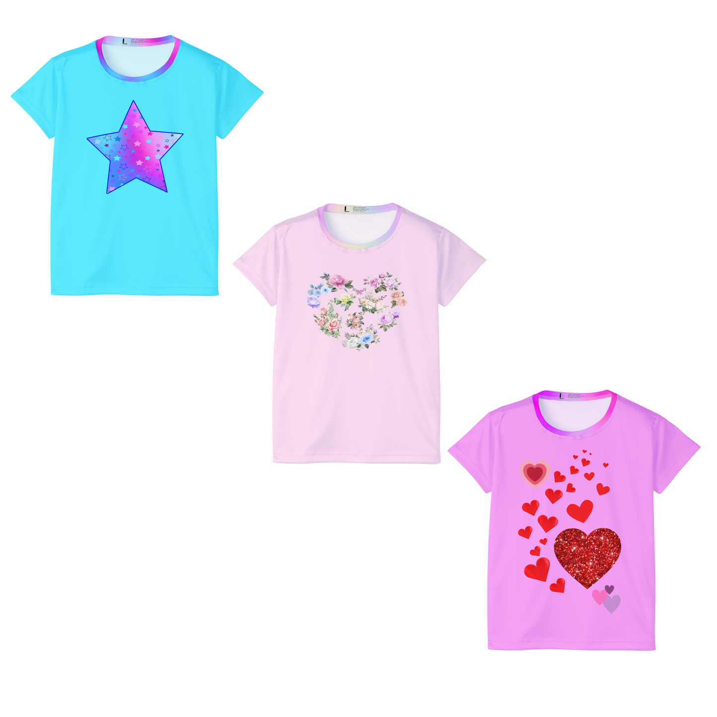 Cute Pastel Flower Heart Graphic Tee | Lightweight Pink Jersey T-Shirt For Women, For Workouts, Leisure, or as a Pajama Top - Printspirationz
