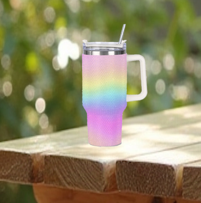 Drinkware - 40oz Diamond Tumbler with Stainless Steel Straw