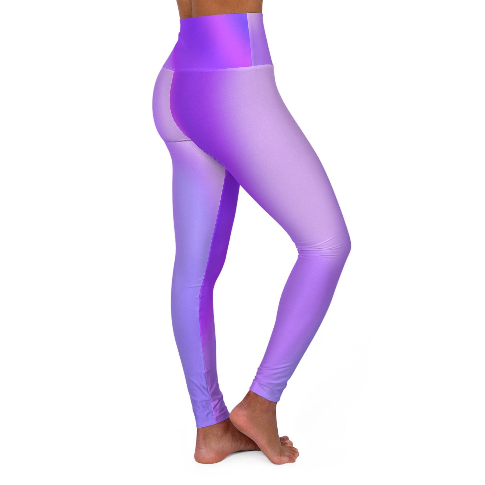 High Waist Yoga Leggings Vibrant Gradient Colored - Purple - Printspirationz