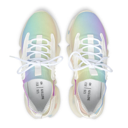 Womens Mesh Sneakers with Pastel Rainbow Gradient Design, Breathable Lace Up Canvas Shoes for Colorful Casual Style - Printspirationz