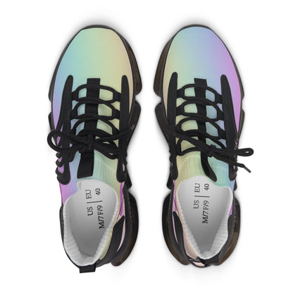 Womens Mesh Sneakers with Pastel Rainbow Gradient Design, Breathable Lace Up Canvas Shoes for Colorful Casual Style - Printspirationz