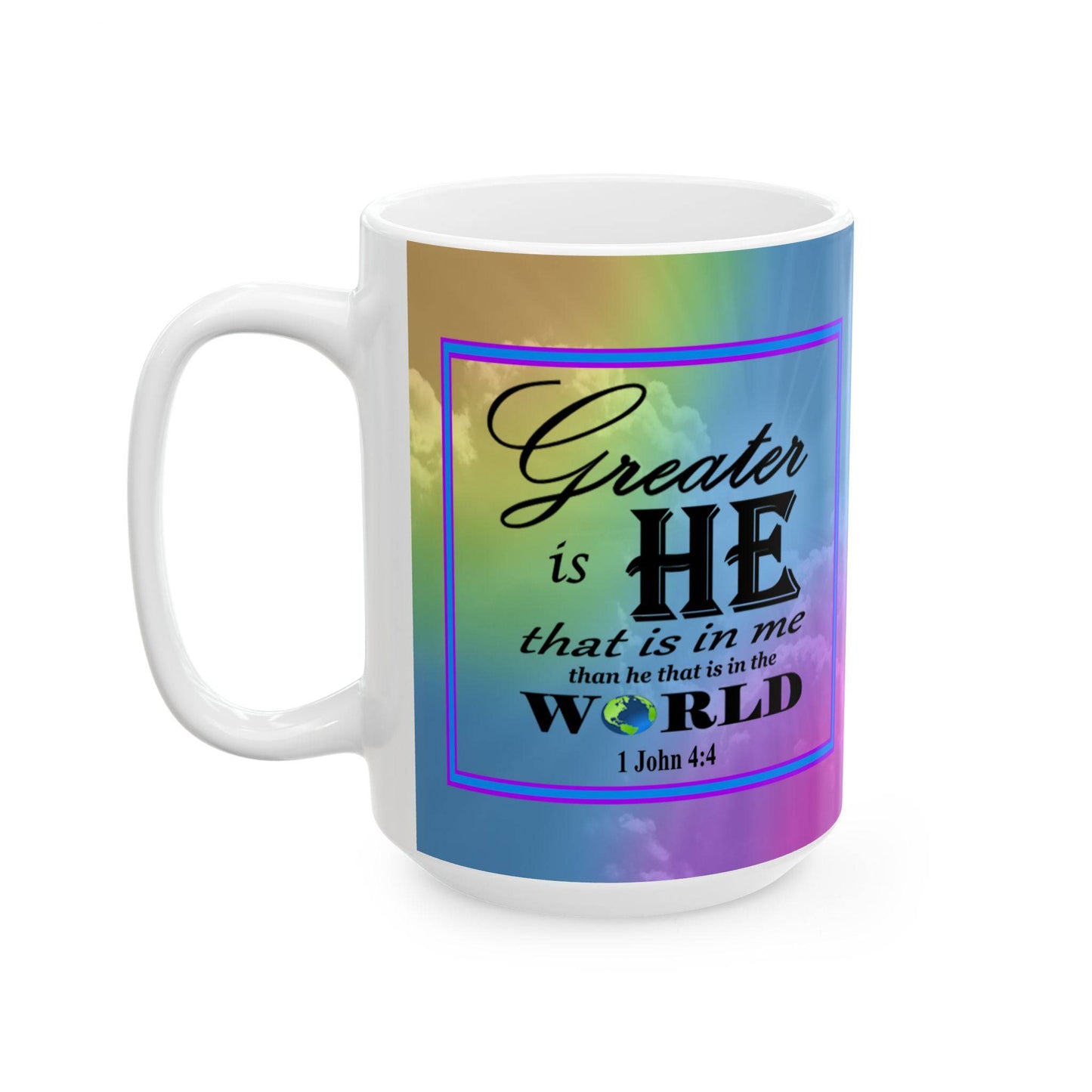 Colorful Ceramic Coffee Mug with Inspirational Bible Verse – Christian Gift for Women or Men, (11oz, 15oz), (11oz, 15oz) - Printspirationz