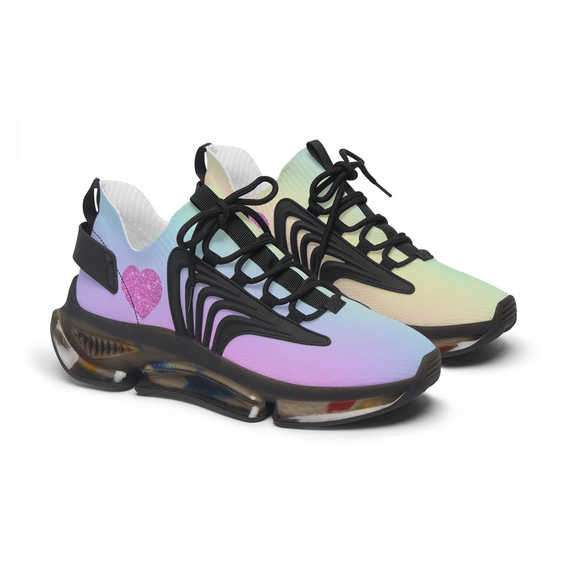 Womens Mesh Sneakers with Pastel Rainbow Gradient Design, Breathable Lace Up Canvas Shoes for Colorful Casual Style - Printspirationz