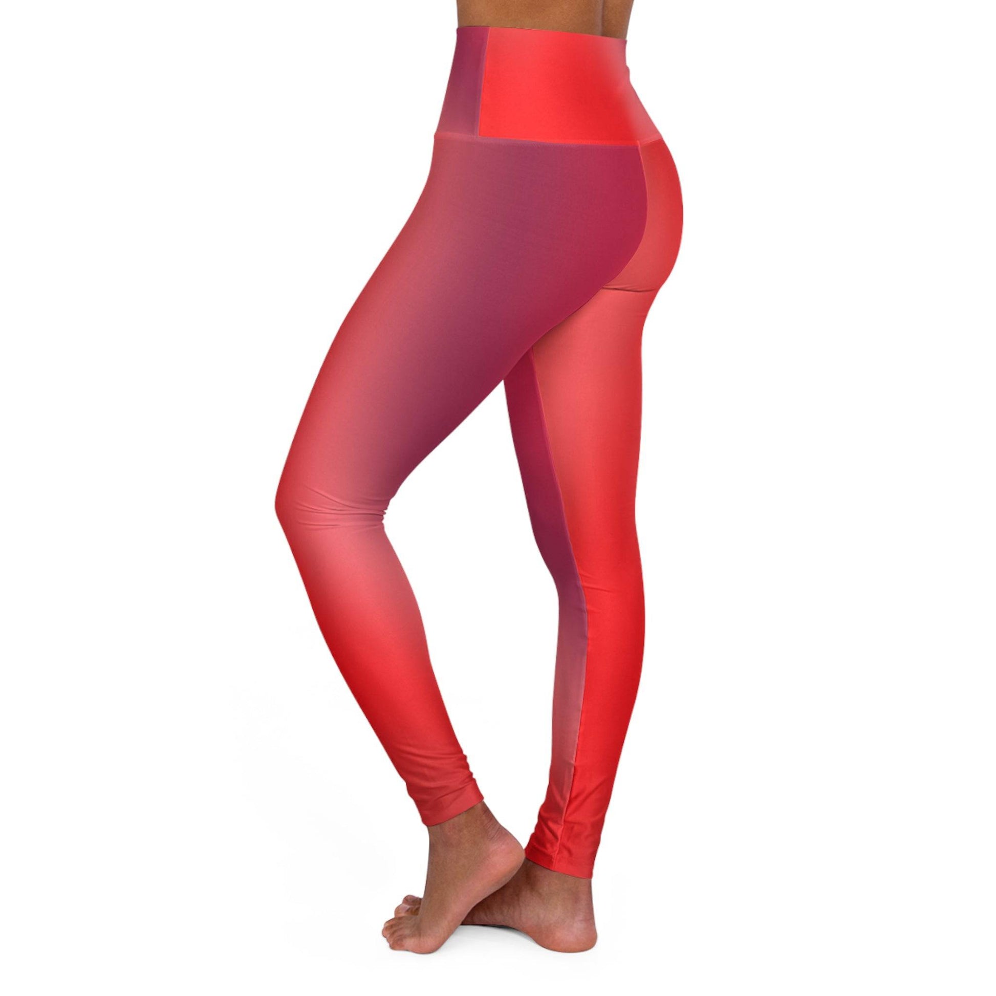 High Waist Yoga Leggings Vibrant Gradient Colored - Red - Printspirationz
