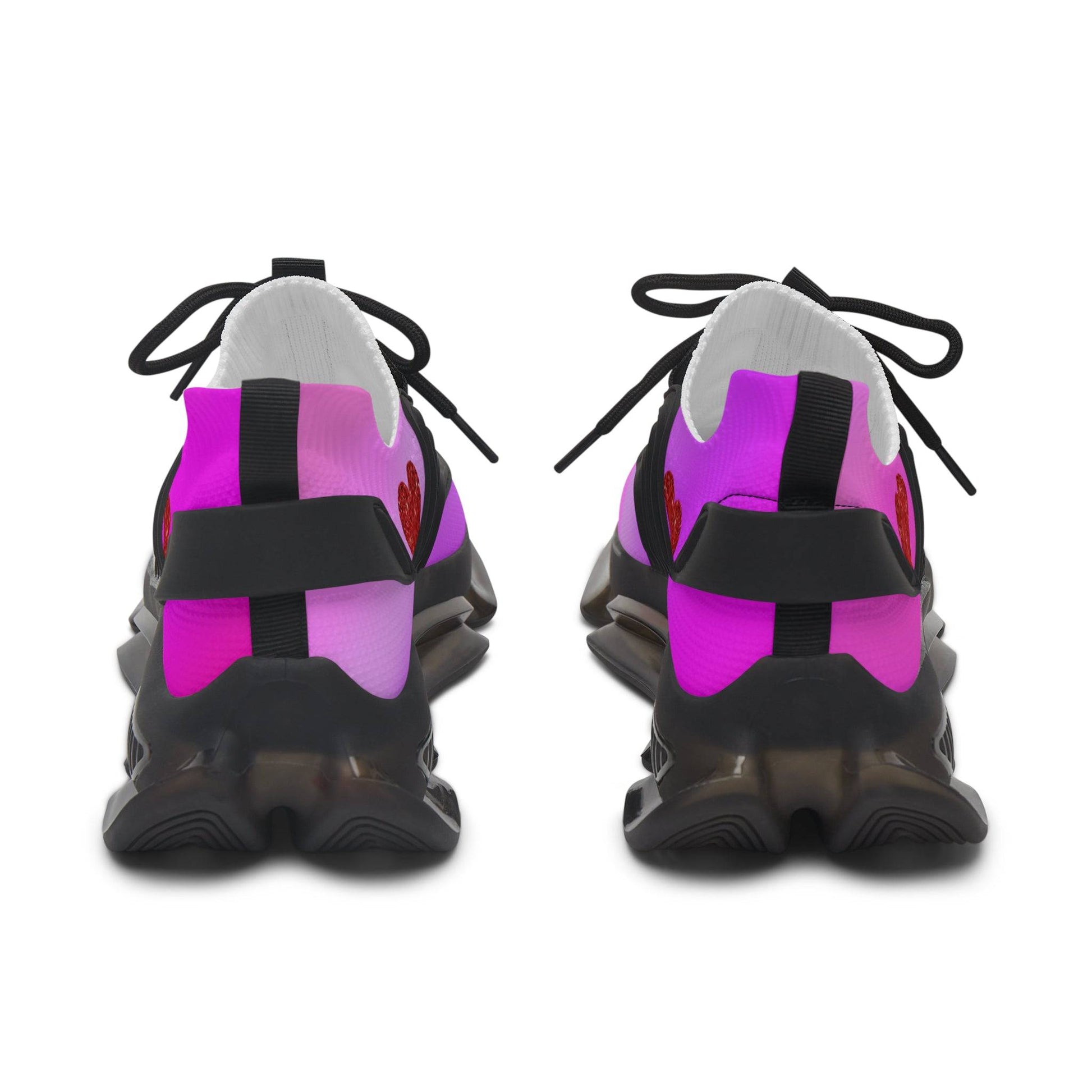 Womens Mesh Sneakers with Pink Gradient Design, Breathable Lace Up Canvas Shoes for Stylish Casual Wear - Printspirationz