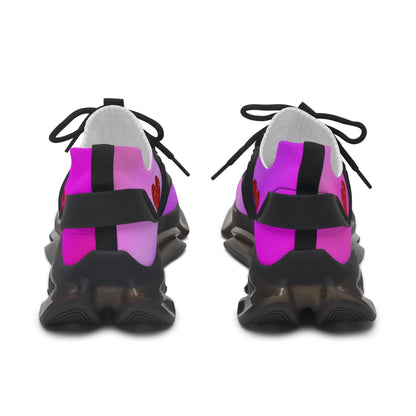 Womens Mesh Sneakers with Pink Gradient Design, Breathable Lace Up Canvas Shoes for Stylish Casual Wear - Printspirationz