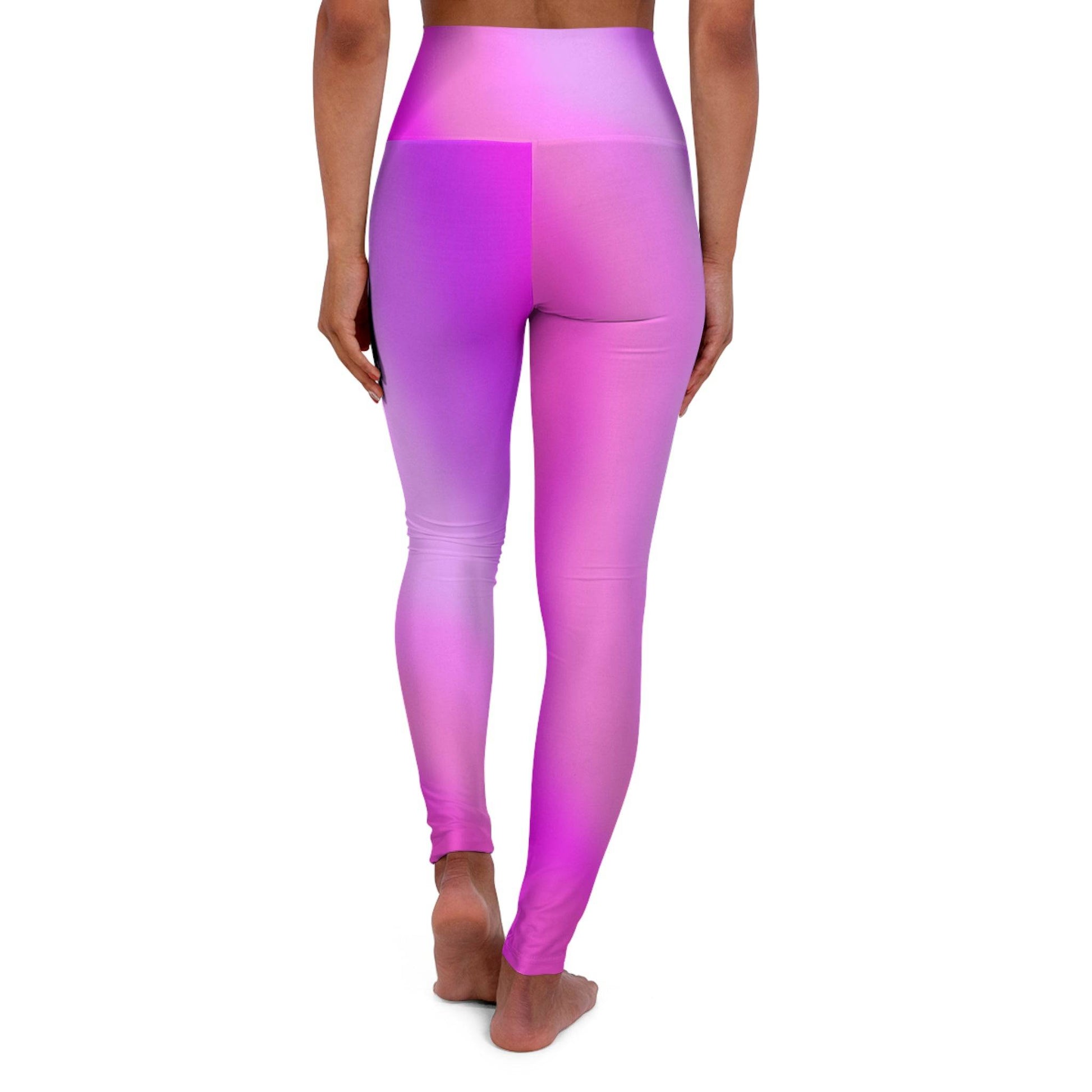 High Waist Yoga Leggings Vibrant Gradient Colored - Pink - Printspirationz
