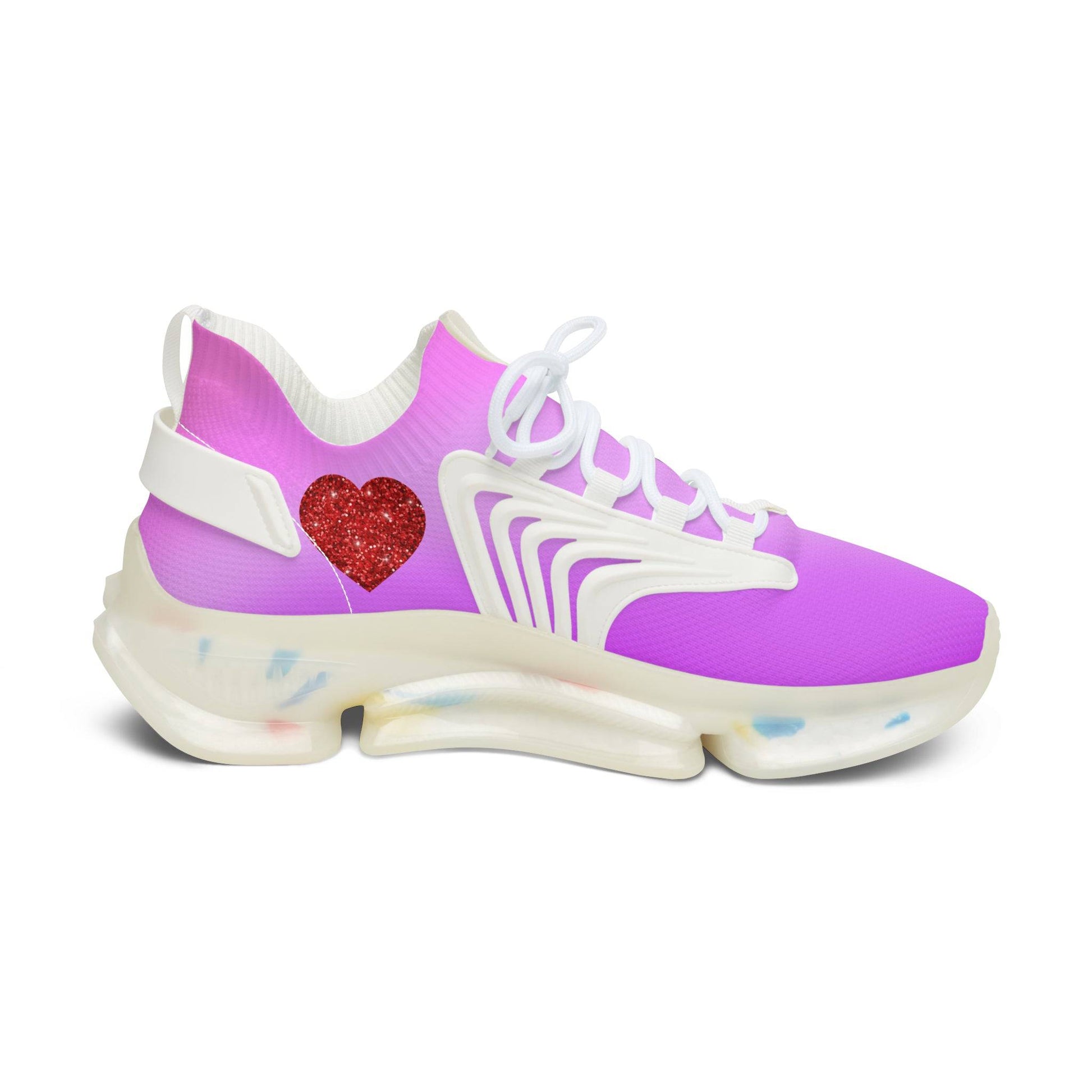 Womens Mesh Sneakers with Pink Gradient Design, Breathable Lace Up Canvas Shoes for Stylish Casual Wear - Printspirationz