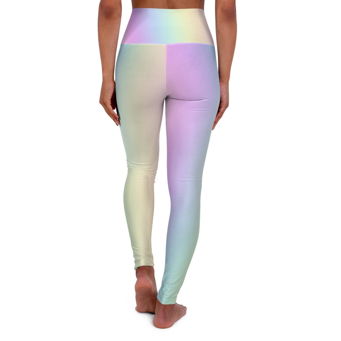 High Waist Yoga Leggings Vibrant Gradient Colored - Pastel Rainbow - Printspirationz