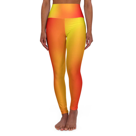 High Waist Yoga Leggings Vibrant Gradient Colored - Warm Colors Ombre - Printspirationz