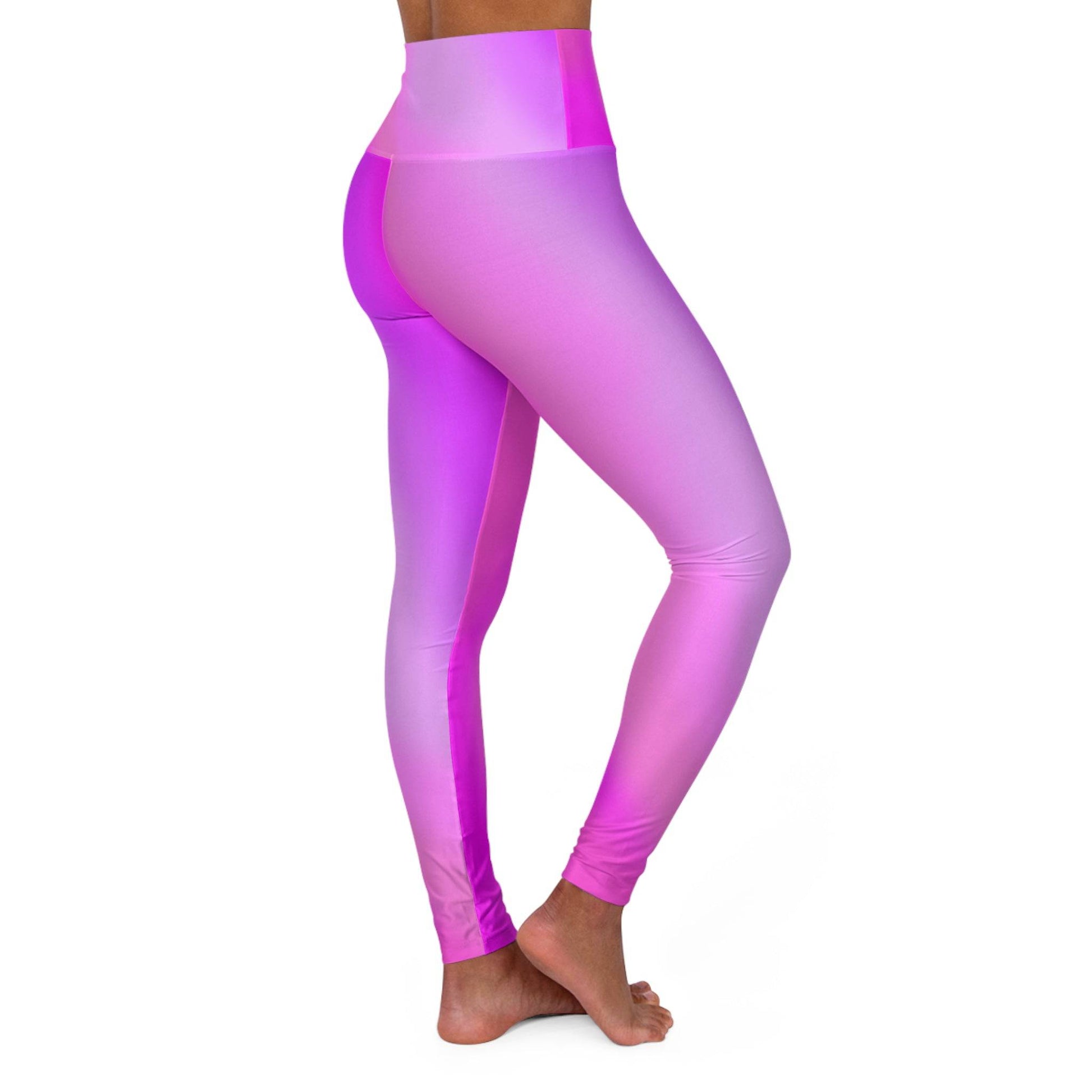 High Waist Yoga Leggings Vibrant Gradient Colored - Pink - Printspirationz