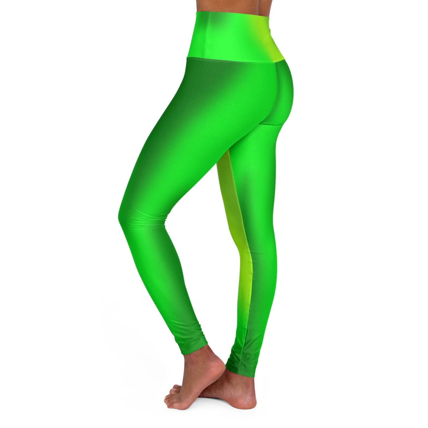 High Waist Yoga Leggings Vibrant Gradient Colored - Green - Printspirationz