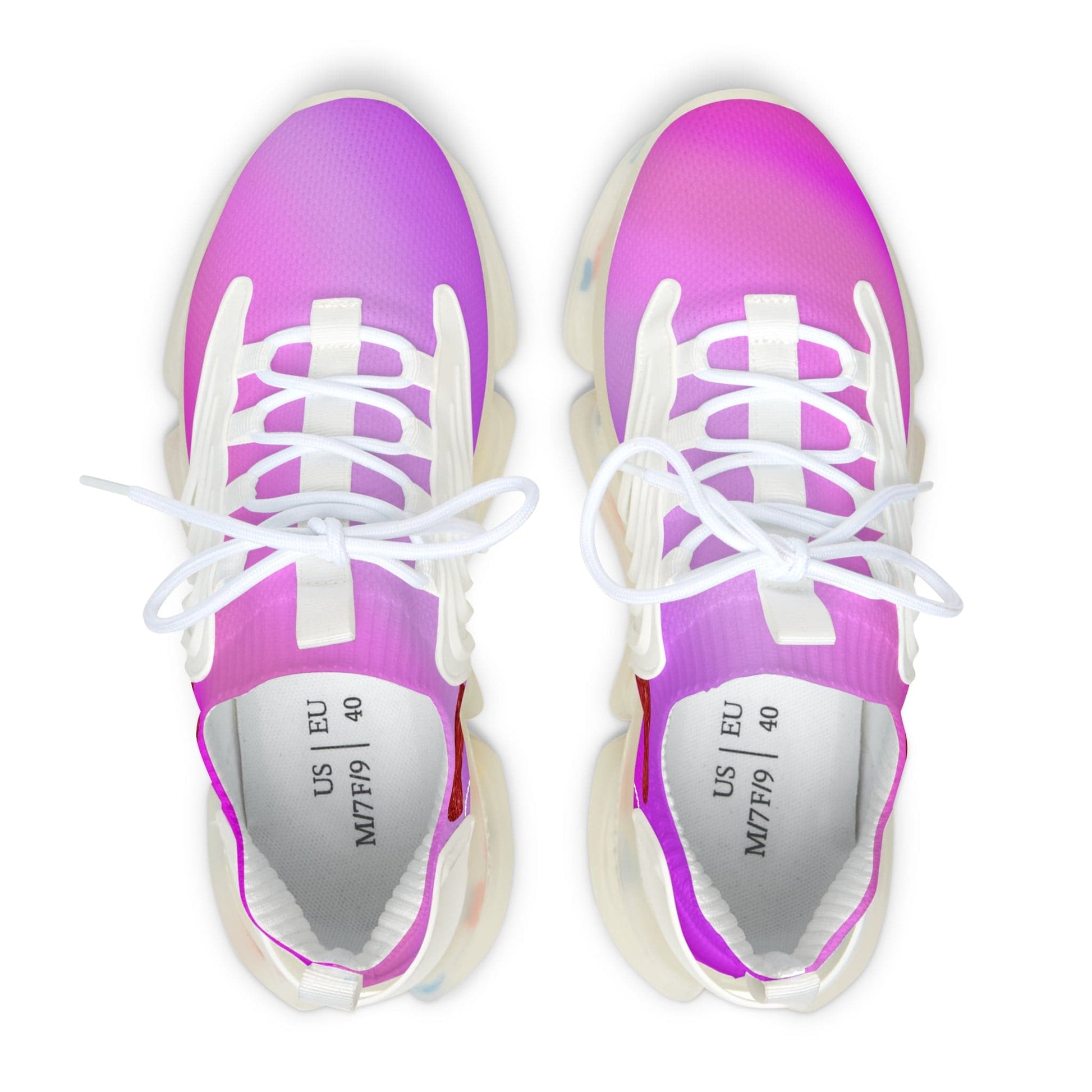 Womens Mesh Sneakers with Pink Gradient Design, Breathable Lace Up Canvas Shoes for Stylish Casual Wear - Printspirationz