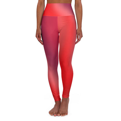 High Waist Yoga Leggings Vibrant Gradient Colored - Red - Printspirationz