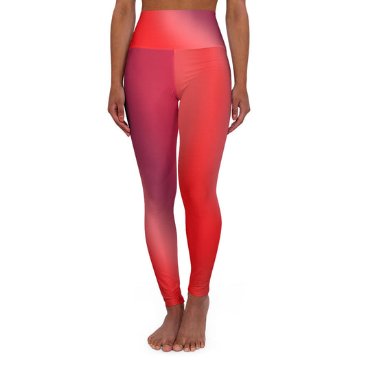 High Waist Yoga Leggings Vibrant Gradient Colored - Red - Printspirationz