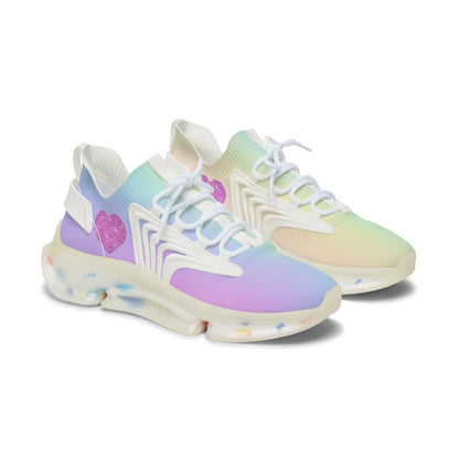 Womens Mesh Sneakers with Pastel Rainbow Gradient Design, Breathable Lace Up Canvas Shoes for Colorful Casual Style - Printspirationz