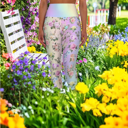 High Waist Leggings - Skinny Fit Yoga Pants - Floral Print - Printspirationz