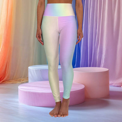 High Waist Yoga Leggings Vibrant Gradient Colored - Pastel Rainbow - Printspirationz