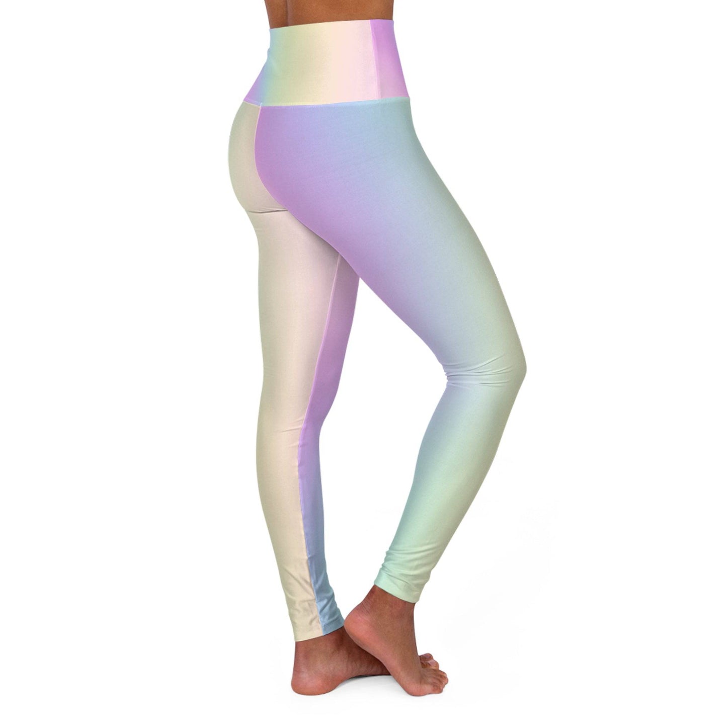 High Waist Yoga Leggings Vibrant Gradient Colored - Pastel Rainbow - Printspirationz