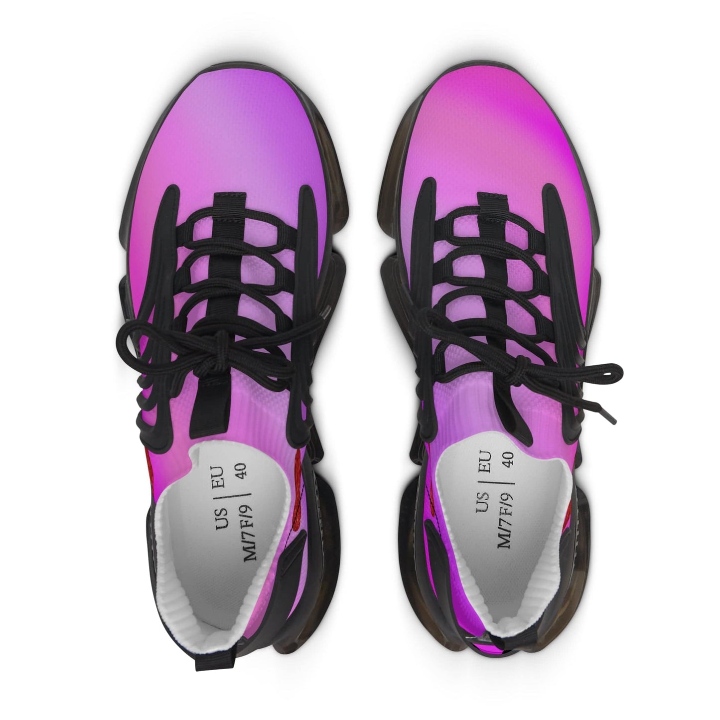 Womens Mesh Sneakers with Pink Gradient Design, Breathable Lace Up Canvas Shoes for Stylish Casual Wear - Printspirationz