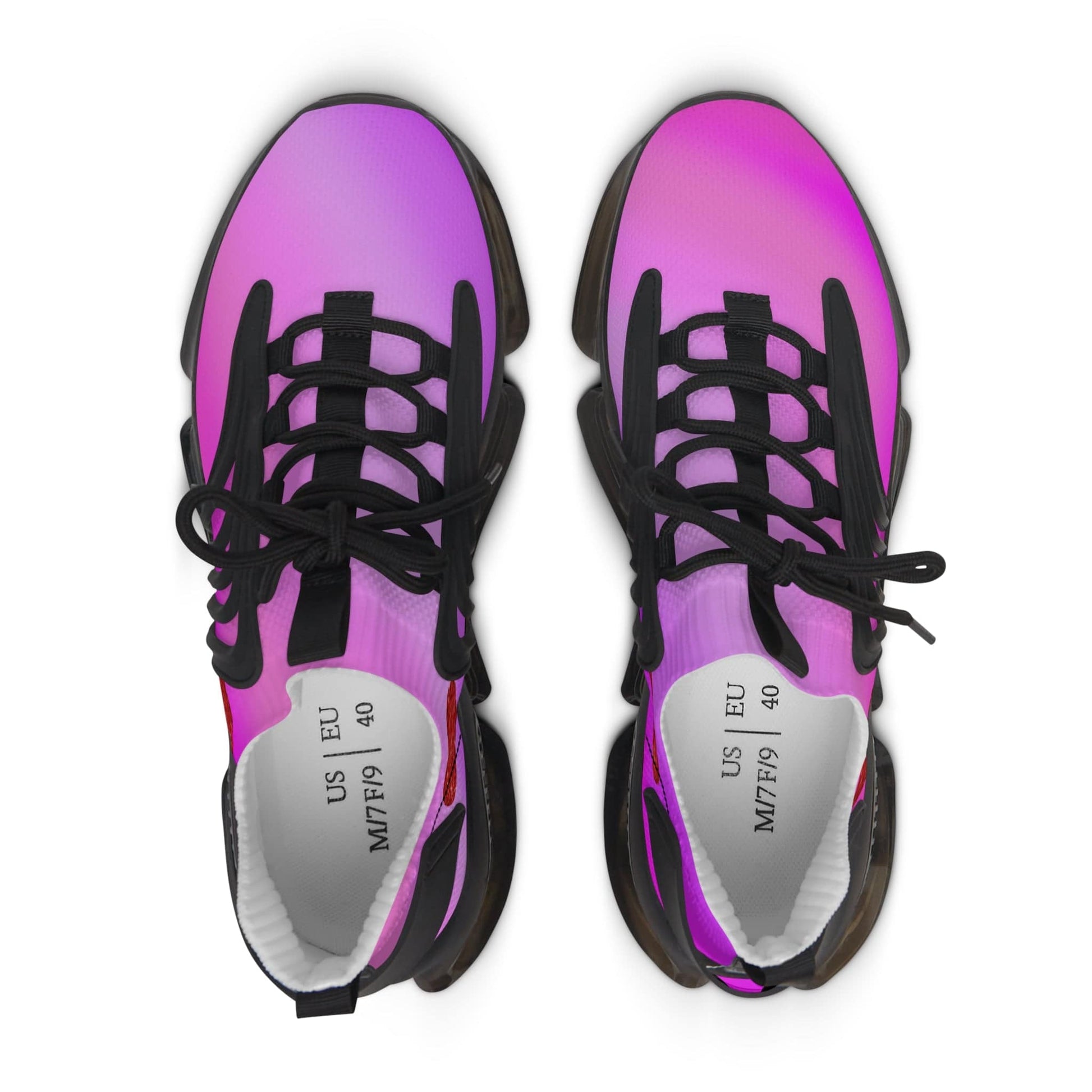 Womens Mesh Sneakers with Pink Gradient Design, Breathable Lace Up Canvas Shoes for Stylish Casual Wear - Printspirationz