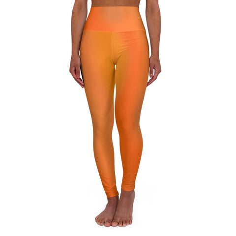 High Waist Yoga Leggings Vibrant Gradient Colored - Orange