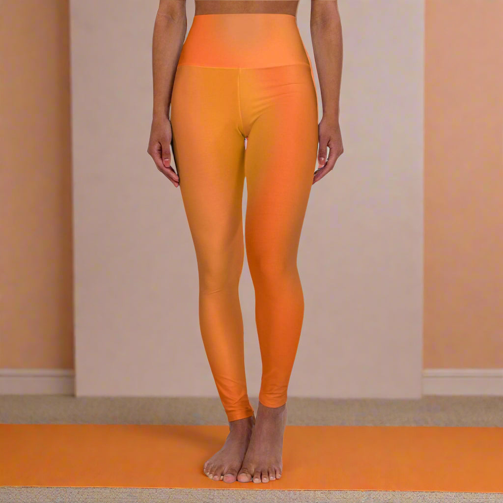 High Waist Yoga Leggings Vibrant Gradient Colored - Orange - Printspirationz