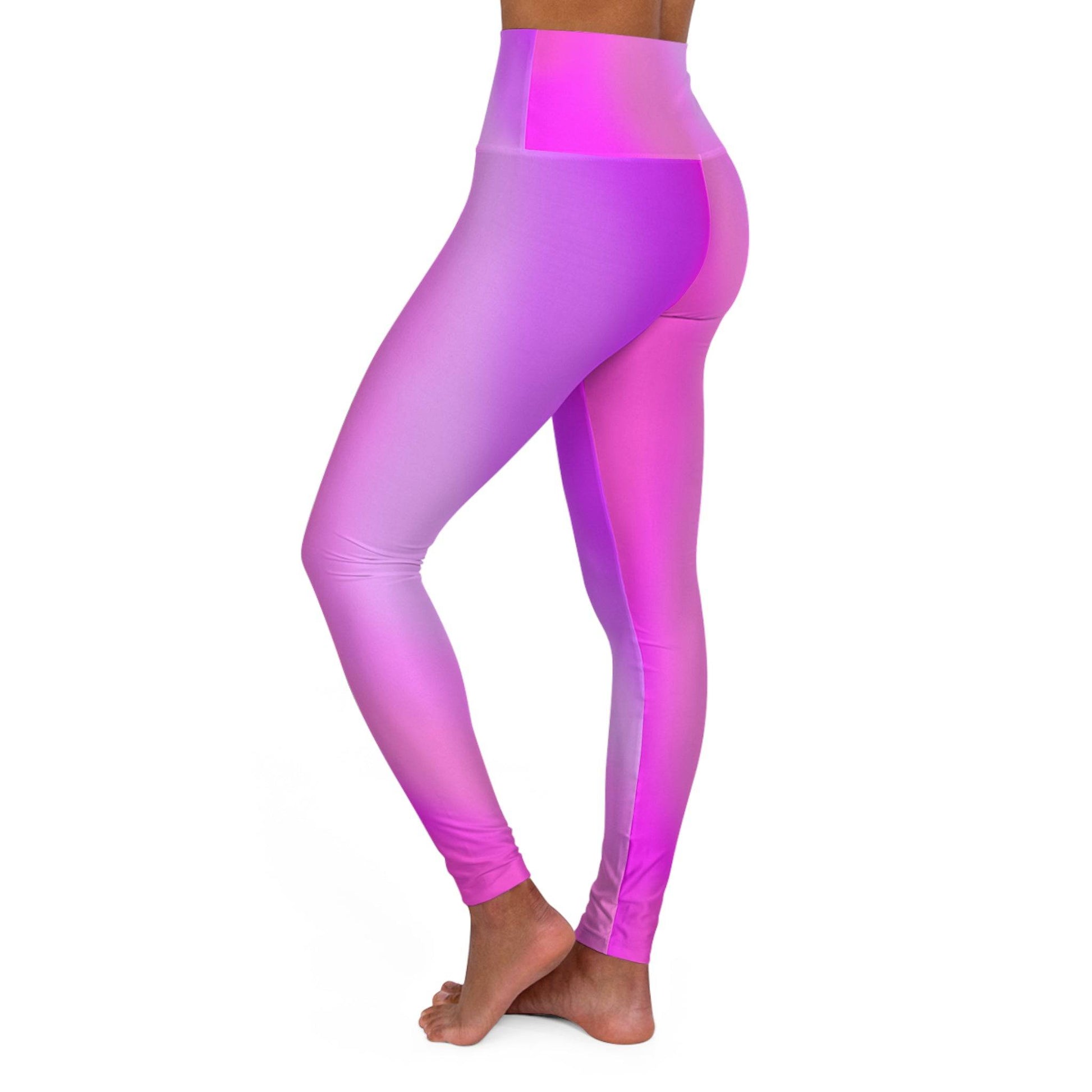 High Waist Yoga Leggings Vibrant Gradient Colored - Pink - Printspirationz