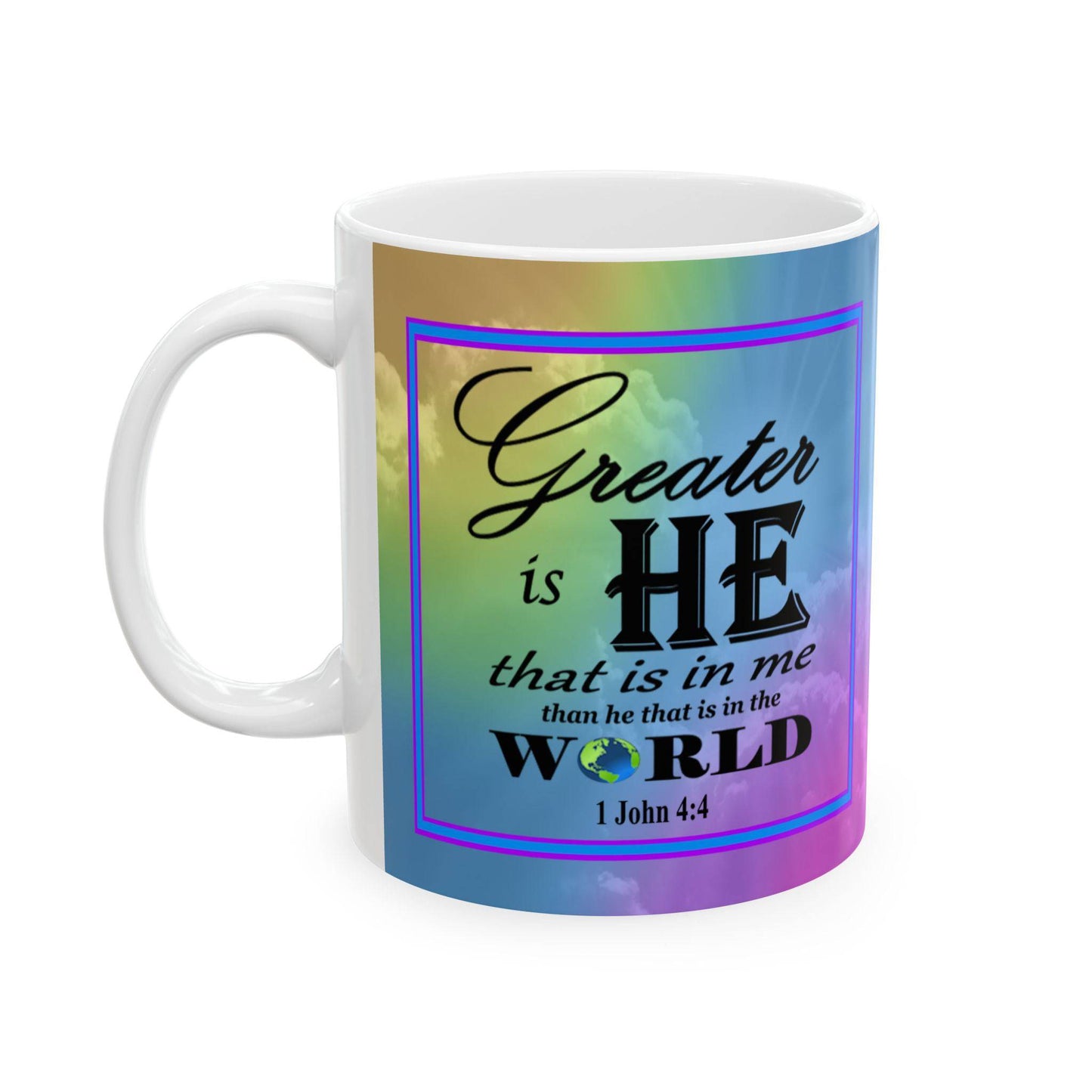 Colorful Ceramic Coffee Mug with Inspirational Bible Verse – Christian Gift for Women or Men, (11oz, 15oz), (11oz, 15oz) - Printspirationz