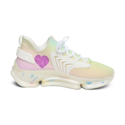 Womens Mesh Sneakers with Pastel Rainbow Gradient Design, Breathable Lace Up Canvas Shoes for Colorful Casual Style - Printspirationz