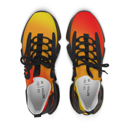 Womens Mesh Sneakers with Fire Flame Print, Breathable Lace Up Canvas Shoes for Athletic and Casual Style - Printspirationz